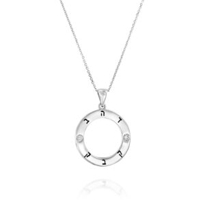 שרשרת יהלומים מעגל לשניים עם חריטה