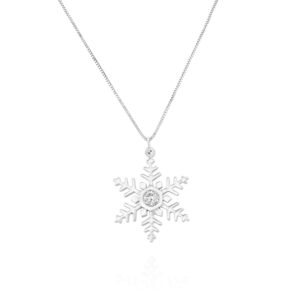 תליון פתית שלג משובץ יהלום במרכז